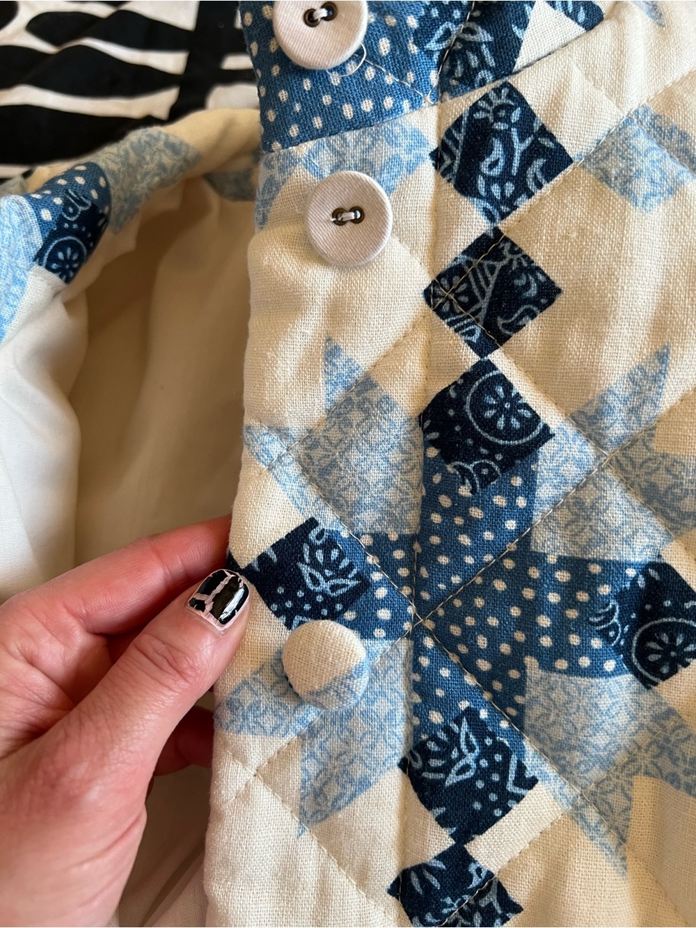 House of Harlow Blue and White Quilted Jacket NEW Small - Picture 8 of 11